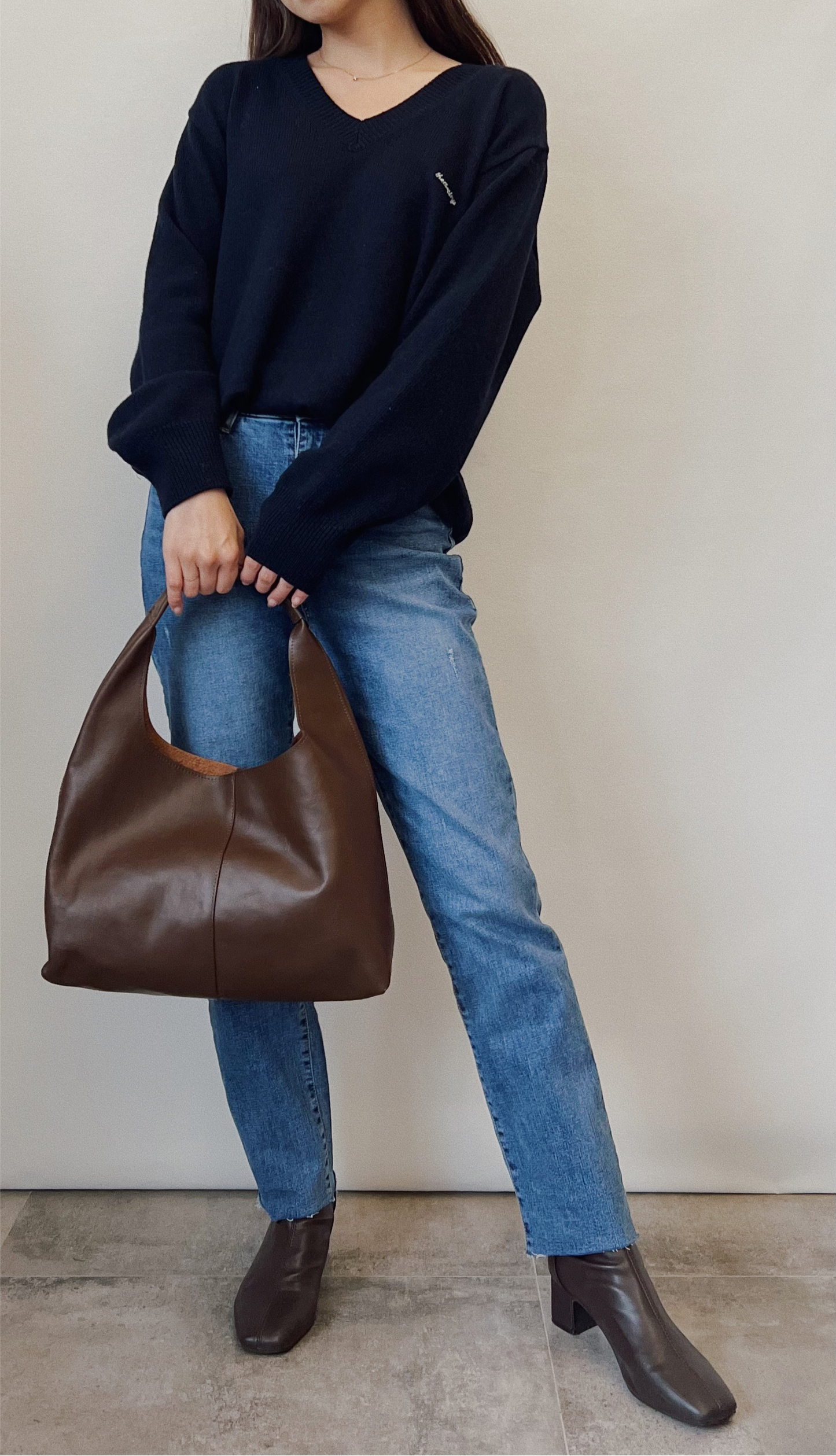 Leather shopper bag