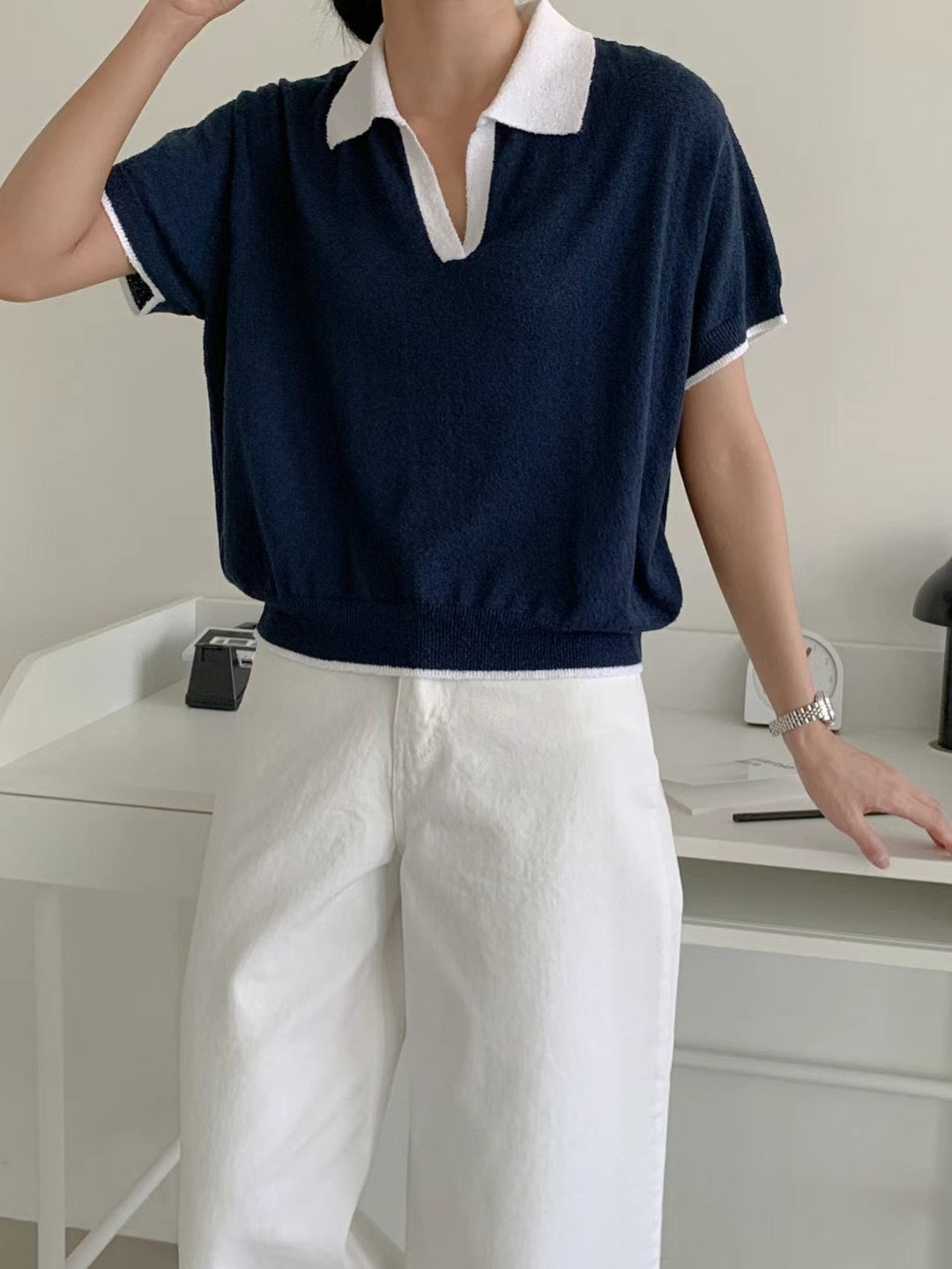 毛巾布開領Polo tee