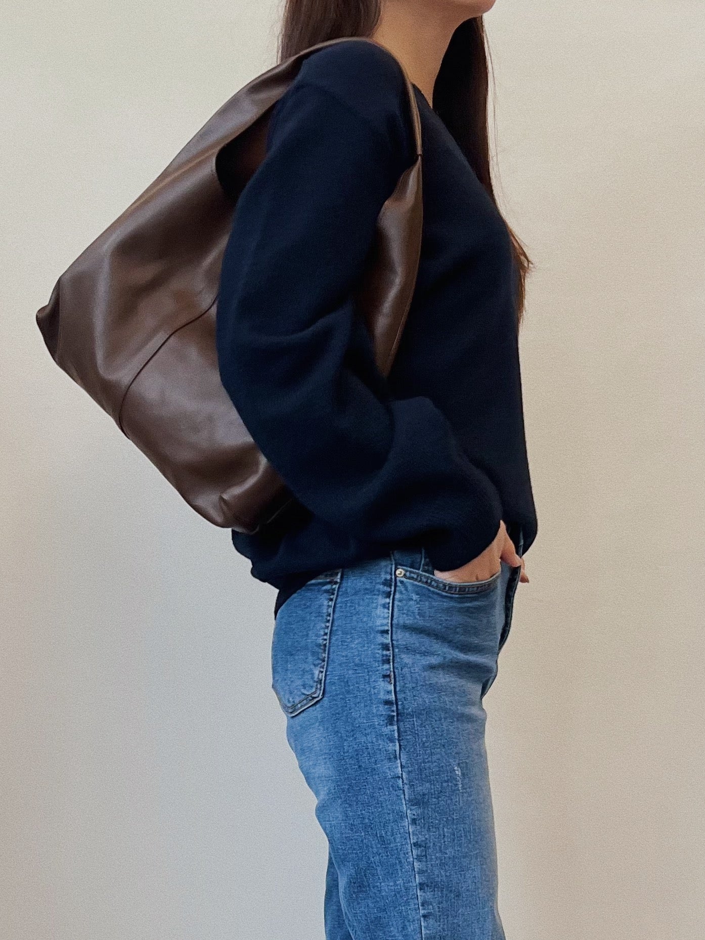 Leather shopper bag