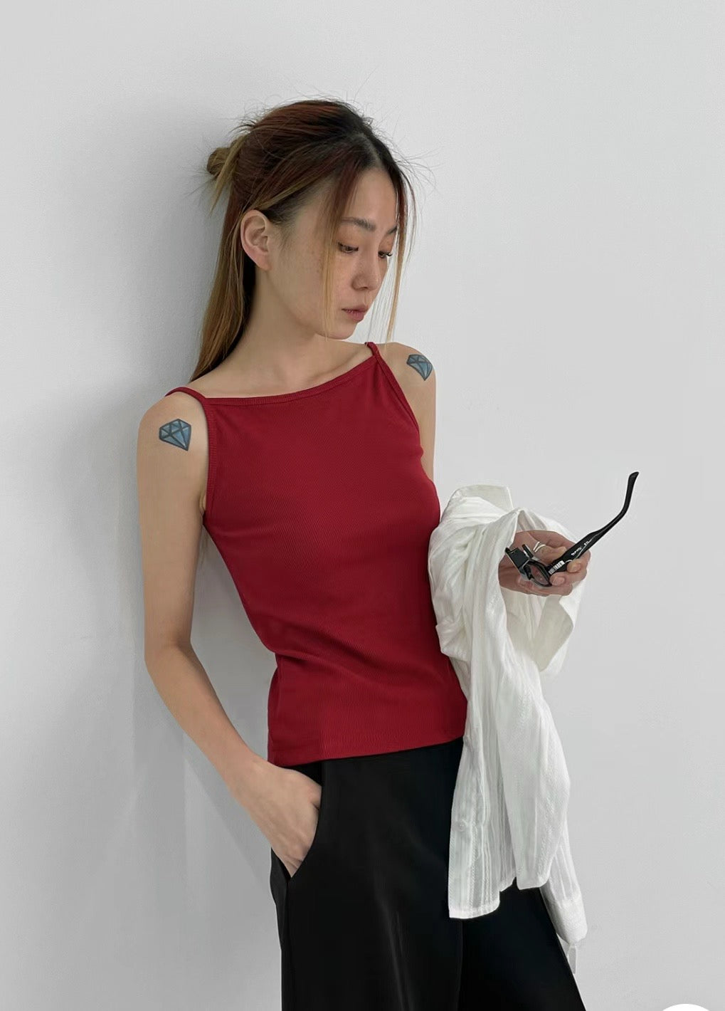 High collar cami top