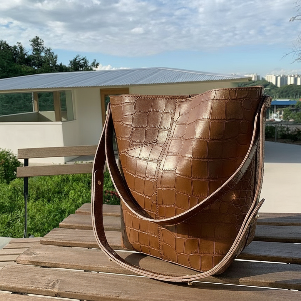 牛皮鱷魚紋bucket bag