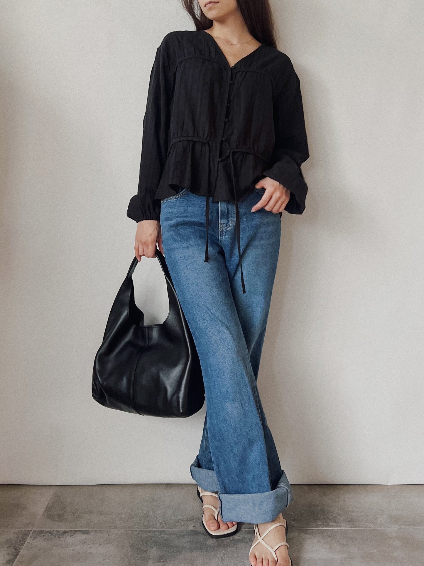 Leather shopper bag