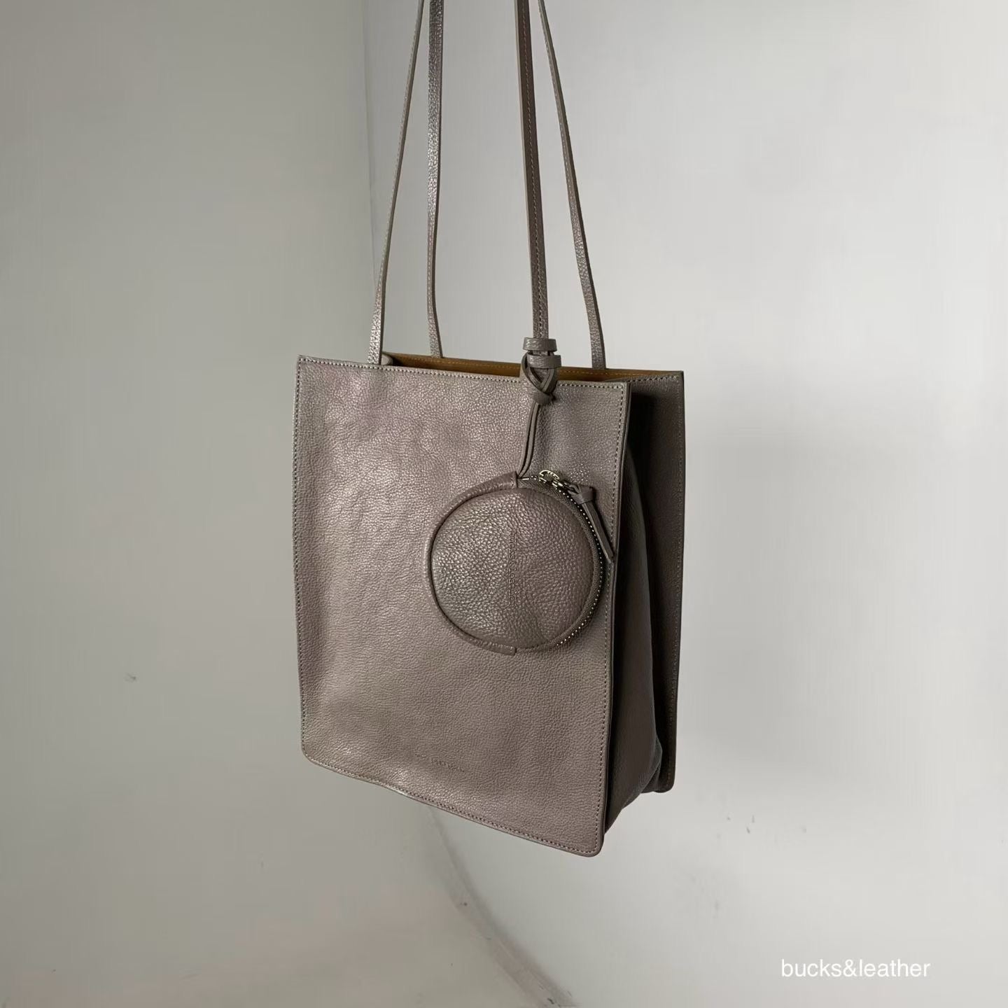 牛皮Box tote bag (L) [附送同色散紙包]