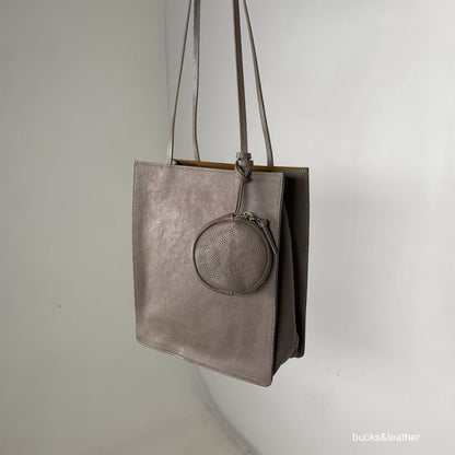 牛皮Box tote bag (L) [附送同色散紙包]