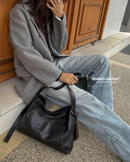 羊皮磁吸率性tote bag