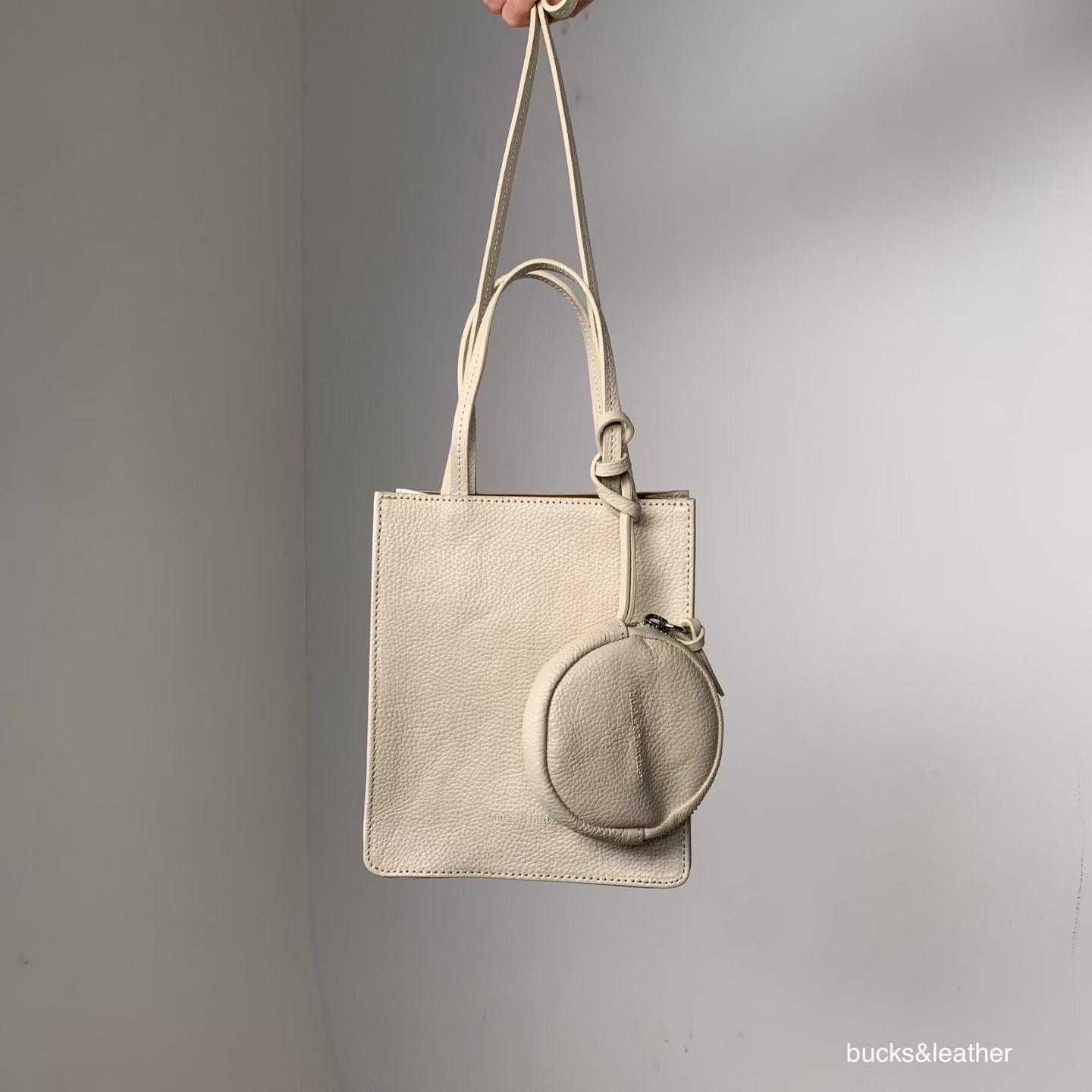 牛皮Box tote bag (S) [附送同色散紙包]