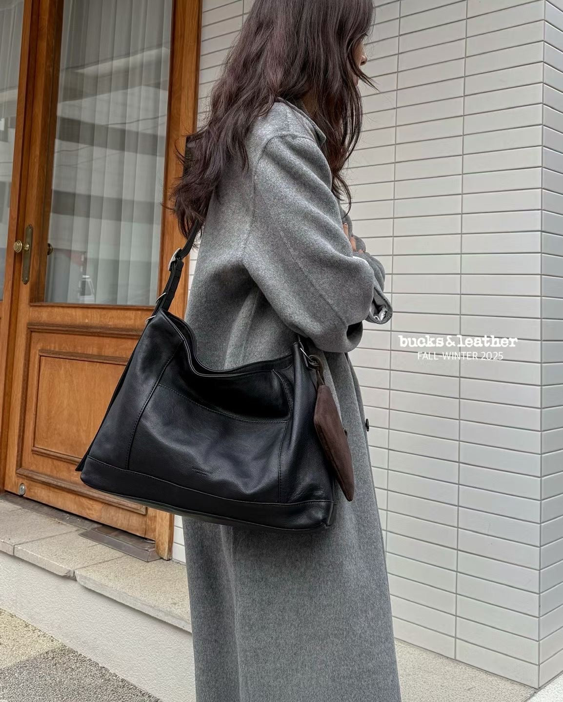 羊皮磁吸率性tote bag