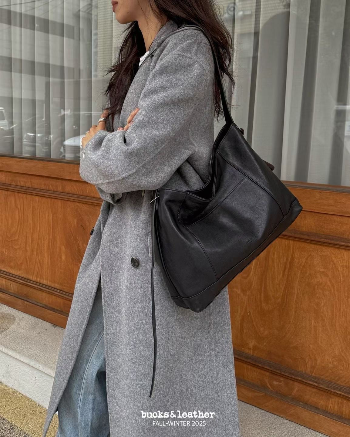 羊皮磁吸率性tote bag