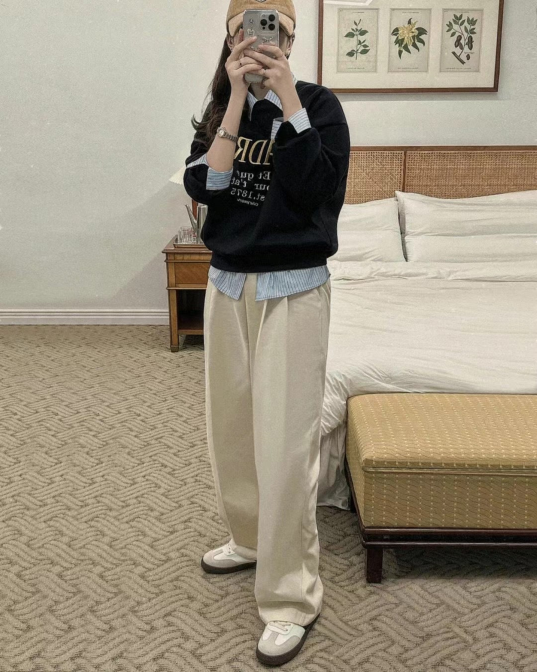 Straight leg banding pants