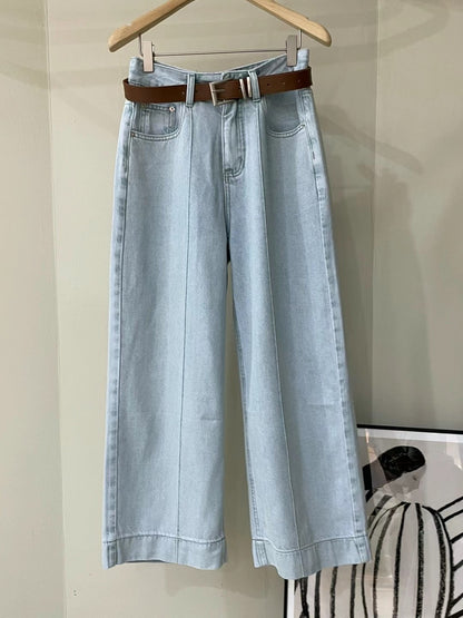 Pintuck cropped leg jeans (Belt set)