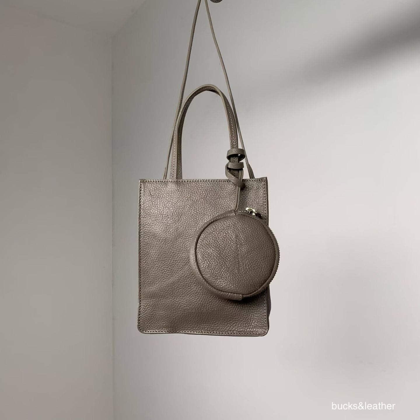 牛皮Box tote bag (S) [附送同色散紙包]