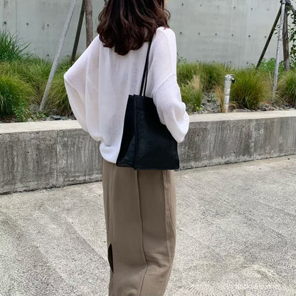 牛皮Box tote bag (L) [附送同色散紙包]