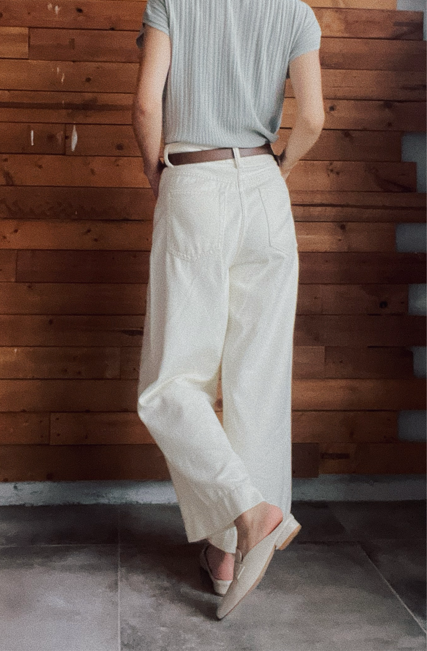 Pintuck cropped leg jeans (Belt set)