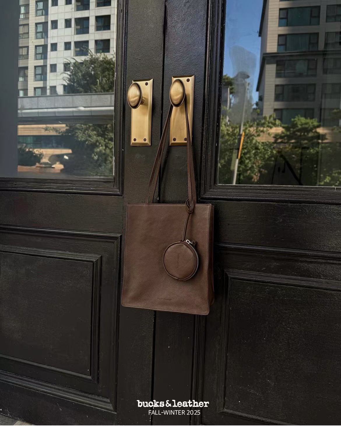 牛皮Box tote bag (L) [附送同色散紙包]