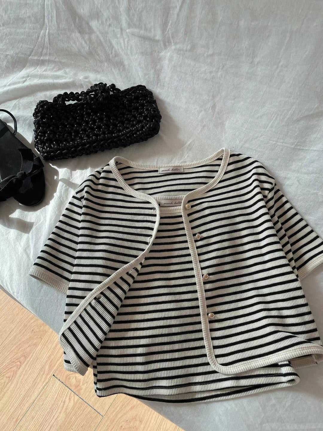 間紋短袖外套set