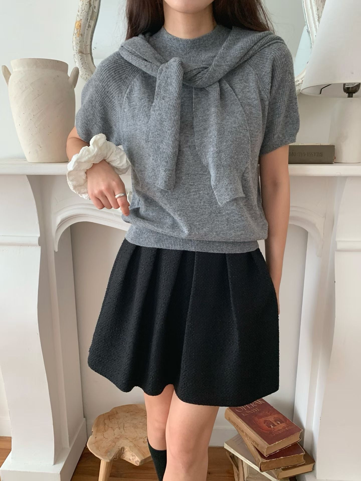 針織披肩set [灰色/薰衣草色現貨]