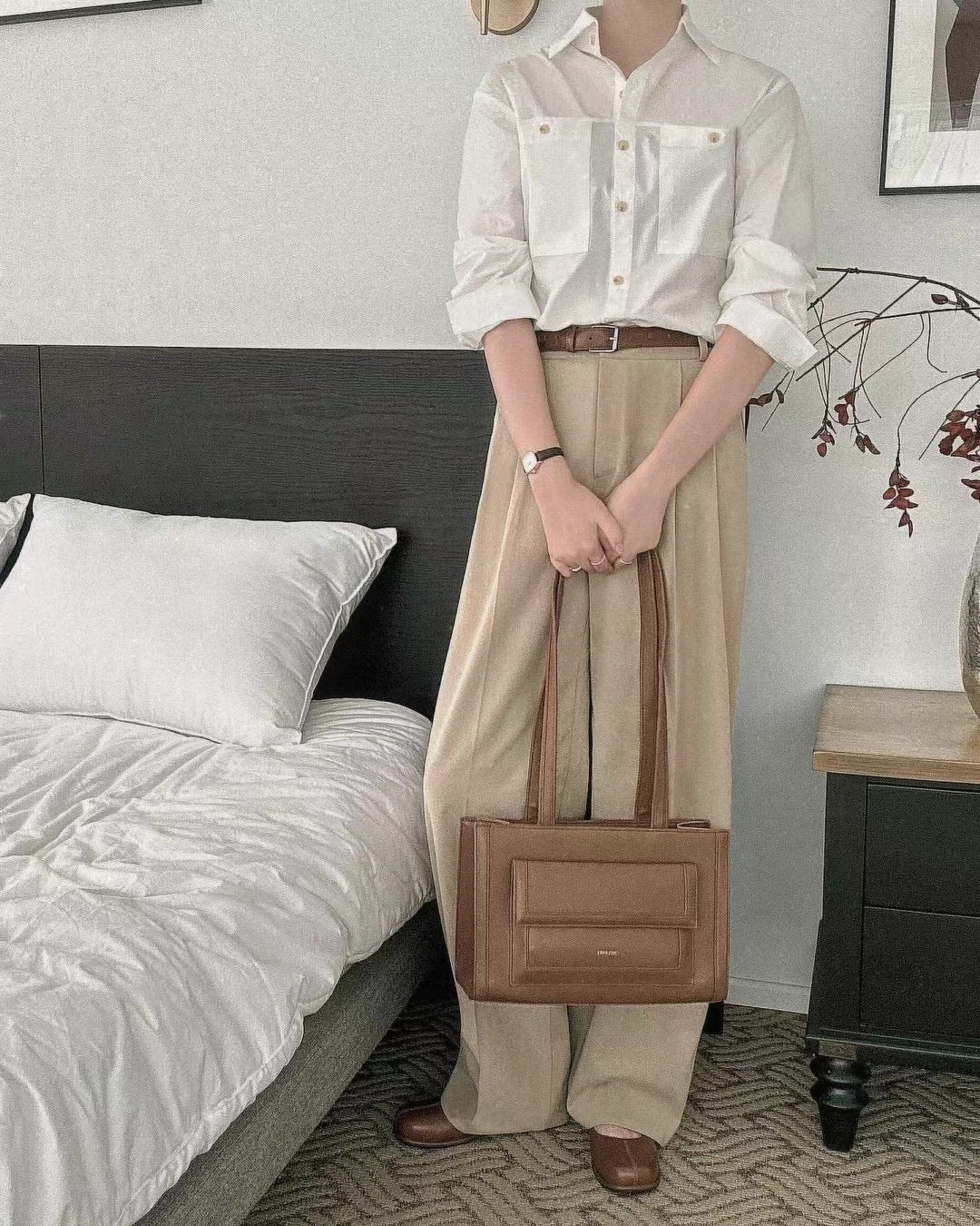Straight leg banding pants