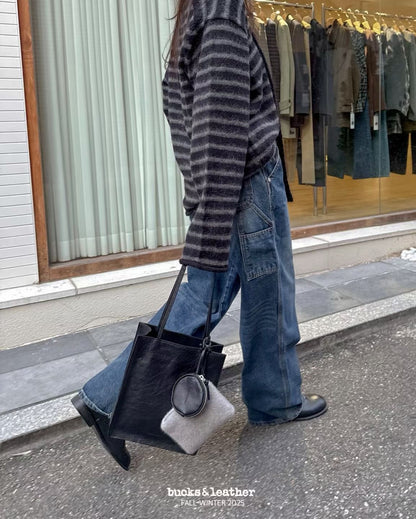 牛皮Box tote bag (L) [附送同色散紙包]