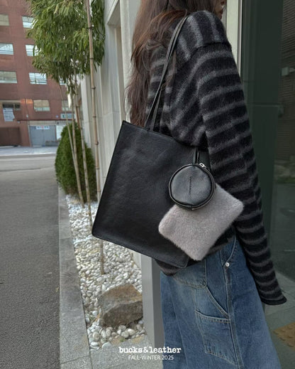 牛皮Box tote bag (L) [附送同色散紙包]