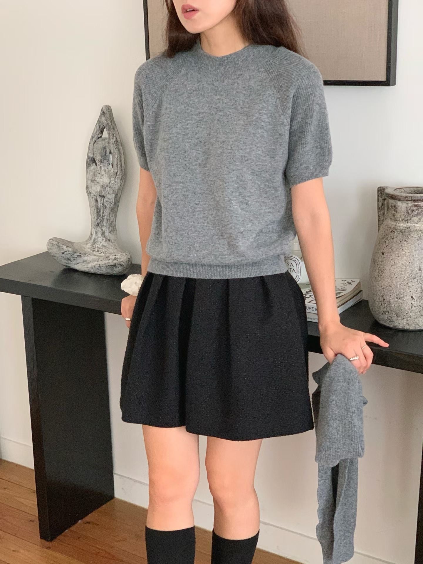 針織披肩set [灰色/薰衣草色現貨]