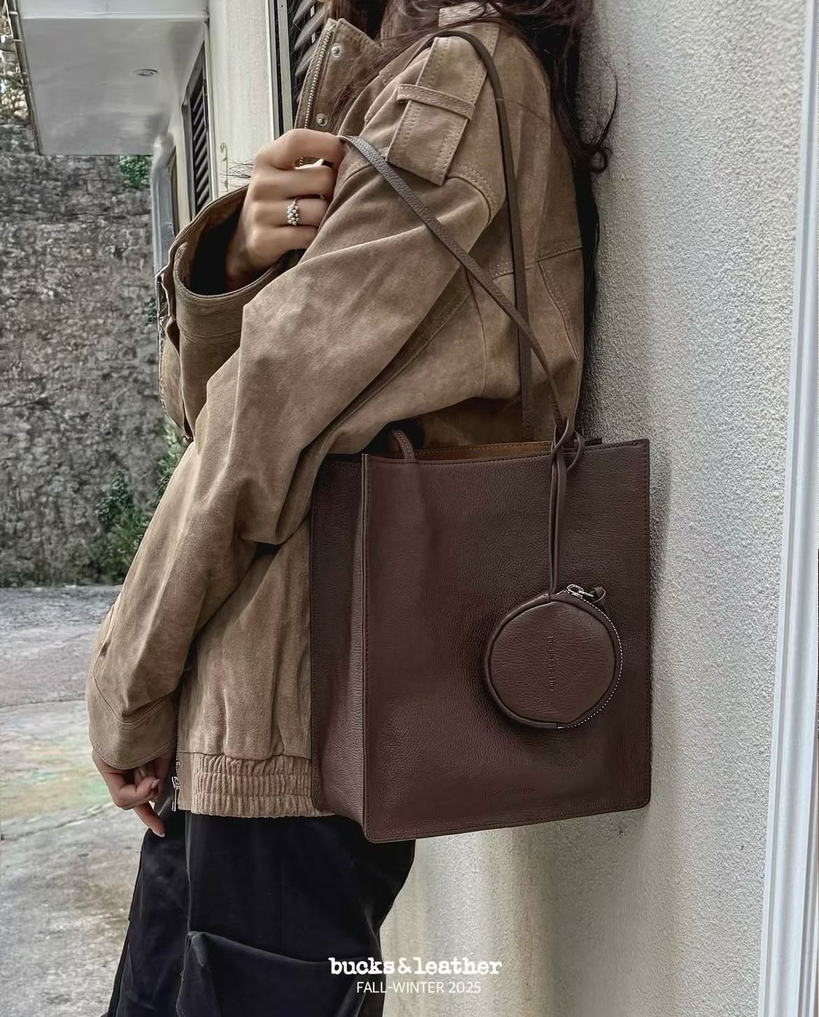 牛皮Box tote bag (L) [附送同色散紙包]