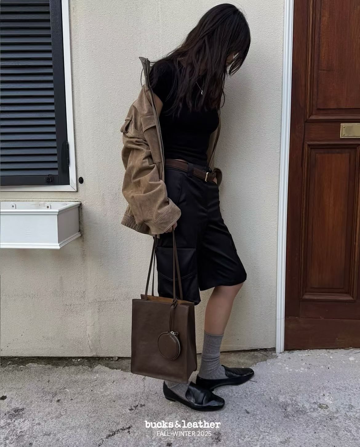 牛皮Box tote bag (L) [附送同色散紙包]