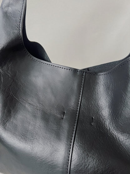 Leather shopper bag