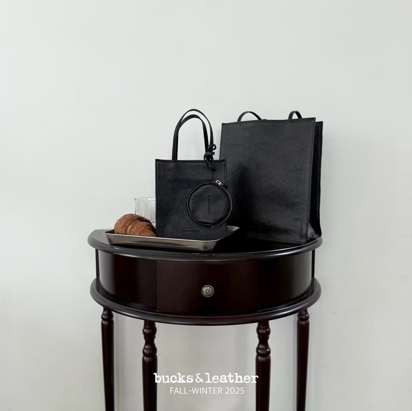 牛皮Box tote bag (S) [附送同色散紙包]