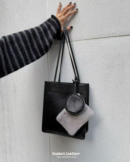 牛皮Box tote bag (L) [附送同色散紙包]