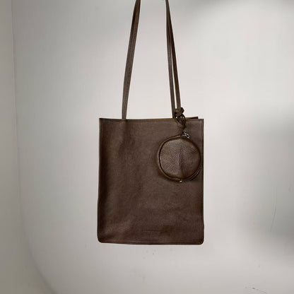 牛皮Box tote bag (L) [附送同色散紙包]
