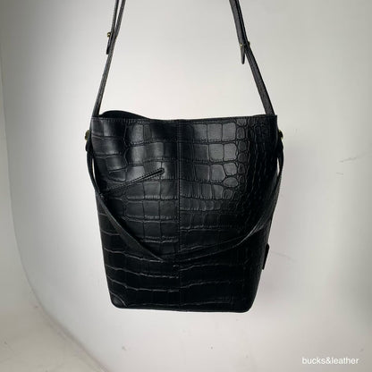 牛皮鱷魚紋bucket bag