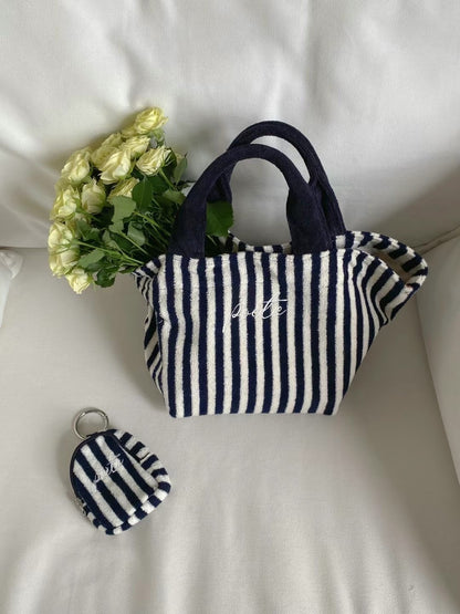 毛巾布條紋Tote bag