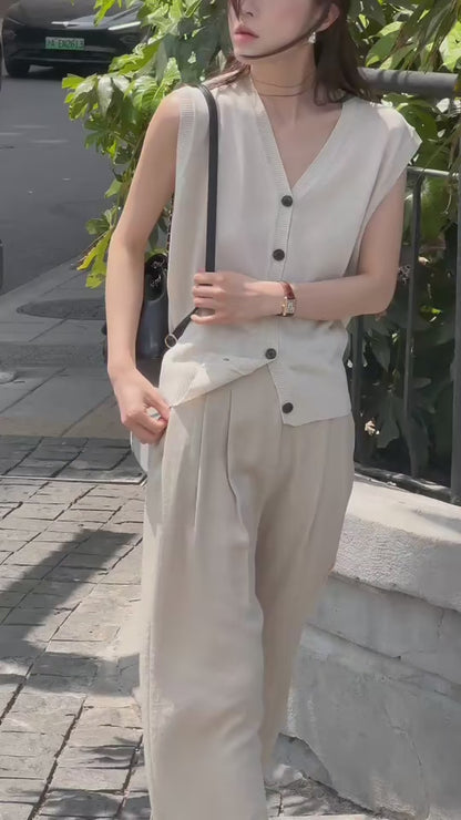 V領開襟針織背心
