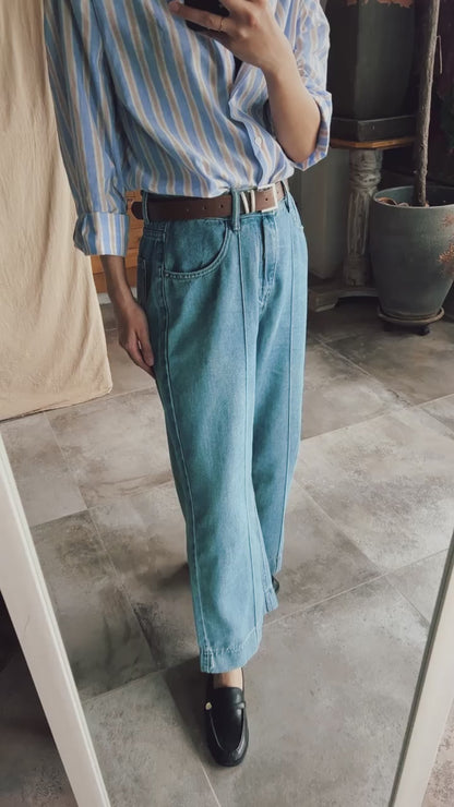 Pintuck cropped leg jeans (Belt set)